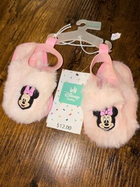 Disney Pink Minnie Mouse Faux-Fur Baby sandals
